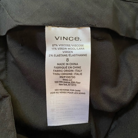 NWT Vince High Waist Tailored Pants. Black. size 8 - Picture 7 of 11
